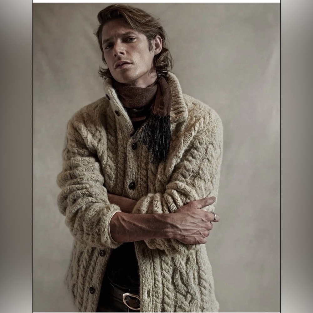 $598 NWT John Varvatos Collection Brant Cable Cardigan Size small